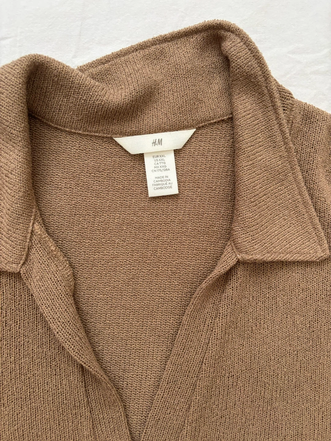 H&M Brown Knit Collared Shirt - Size XXL - photo 3
