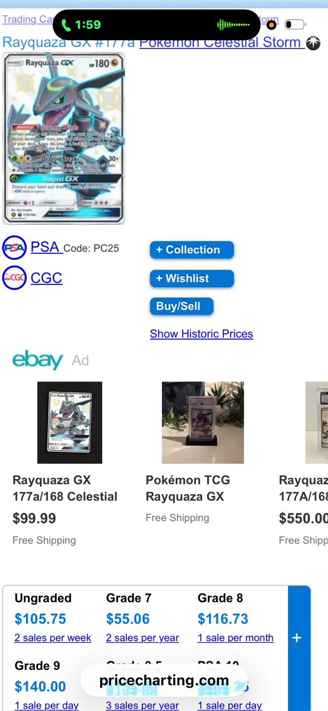 Pokemon TCG Rayquaza GX 177a/168 Celestial Storm Card - photo 2
