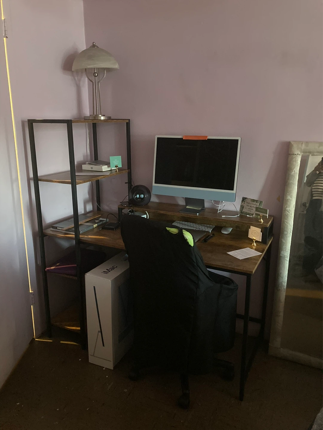 Rustic Industrial Computer Desk with Shelving Unit