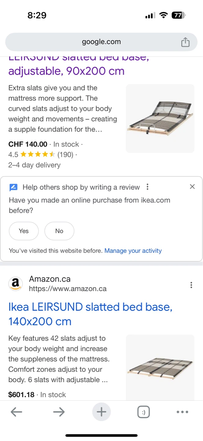 Ikea LEIRSUSD Adjustable Slatted Bed Base 90x200 cm - photo 2