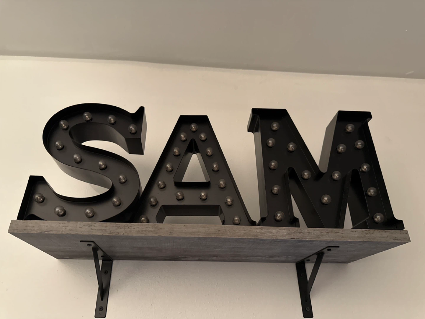 Black Metal Marquee Letters "SAM" with Lights