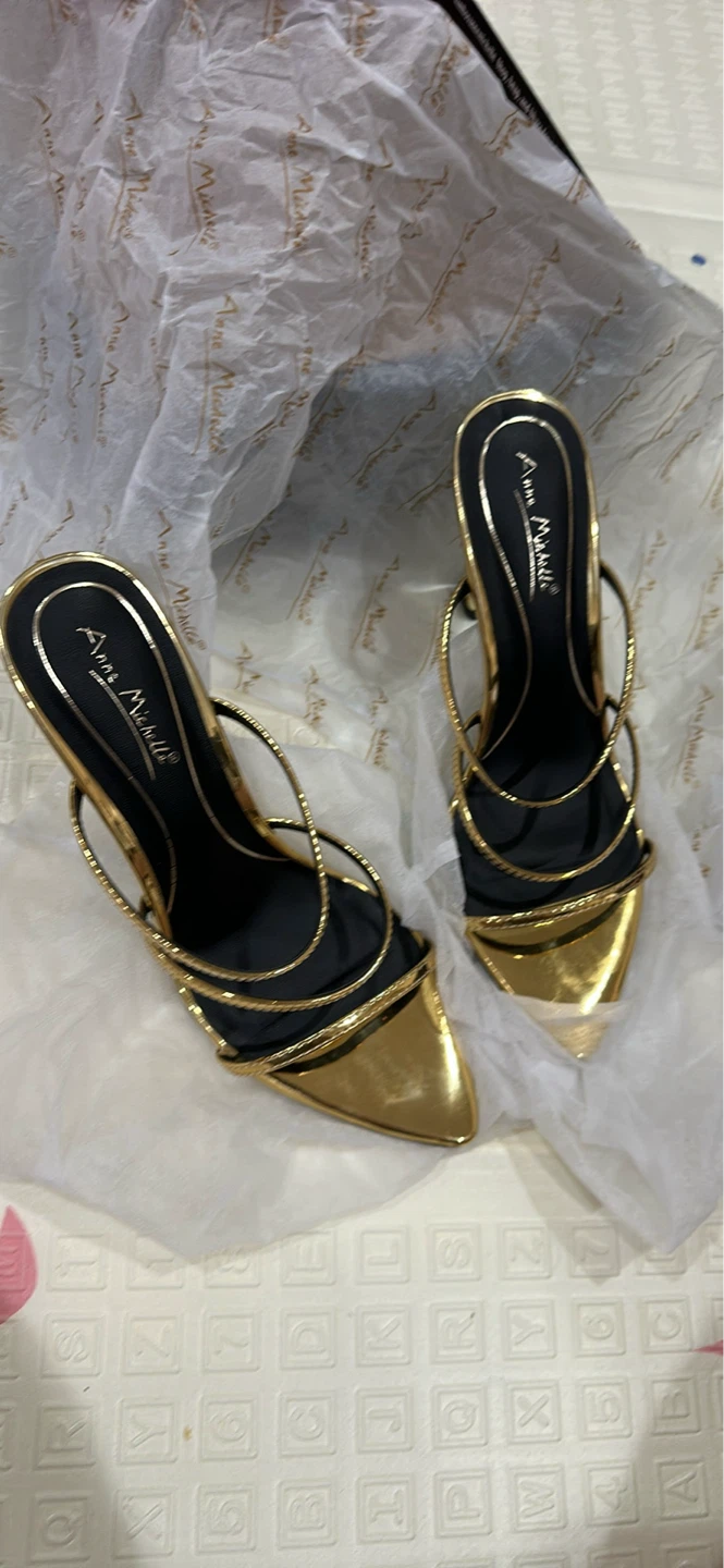 Anne Michelle Gold Strappy Heels