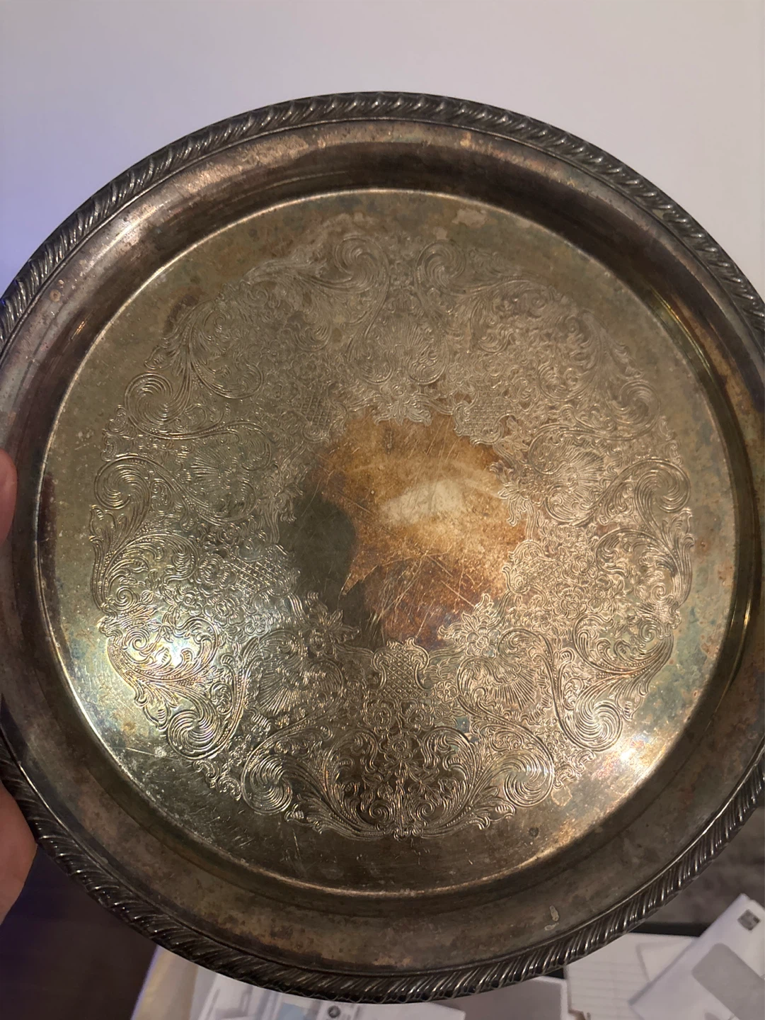 Vintage Ornate Silver Plated Serving Tray