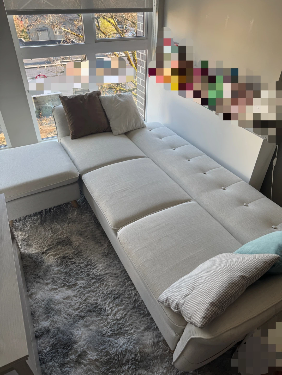 3-person Sectional Sofa with Ottoman - Beige - photo 4