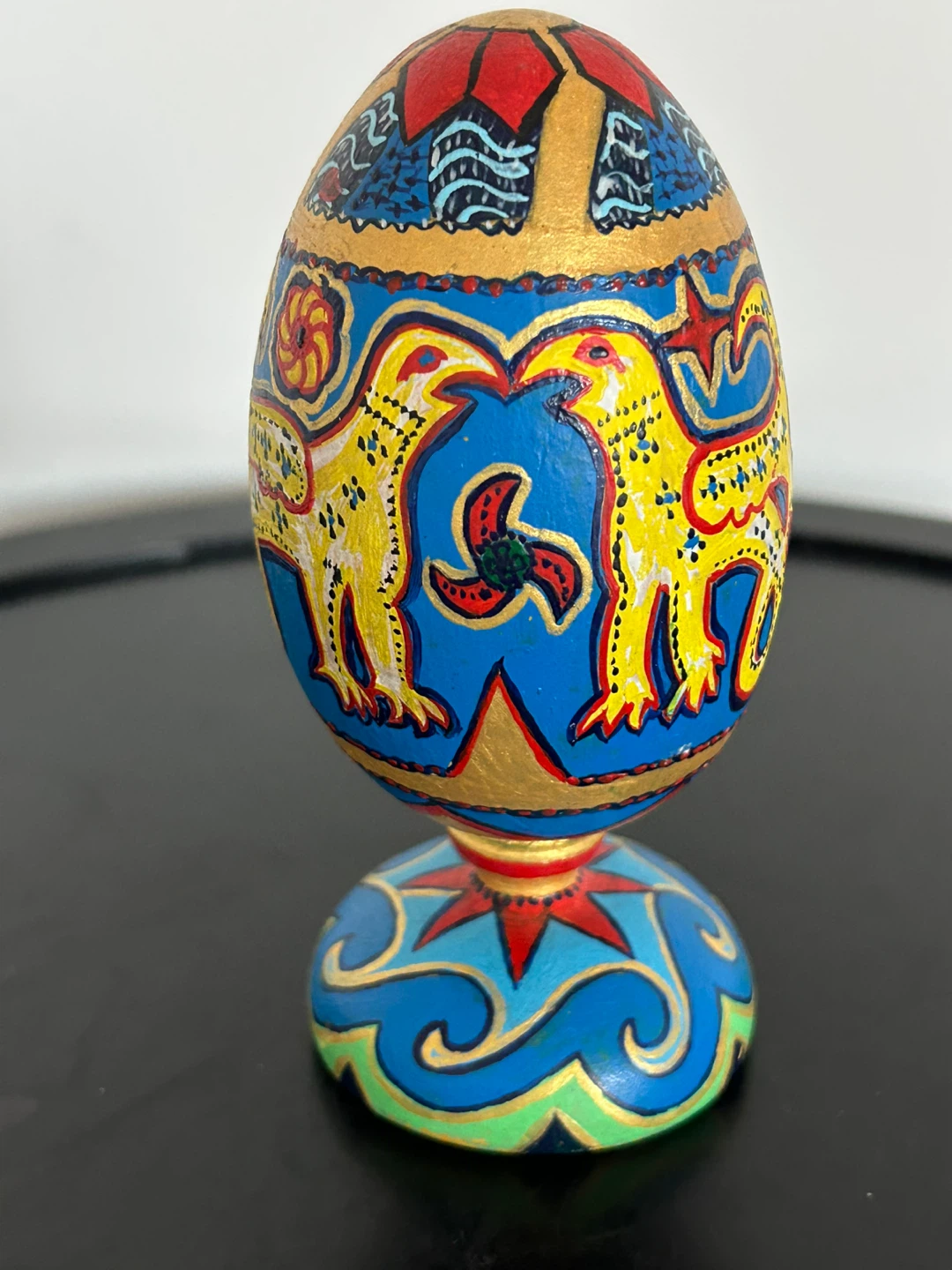 Hand-Painted Wooden Folk Art Egg  Ukrainian Petrykivka Style - photo 5