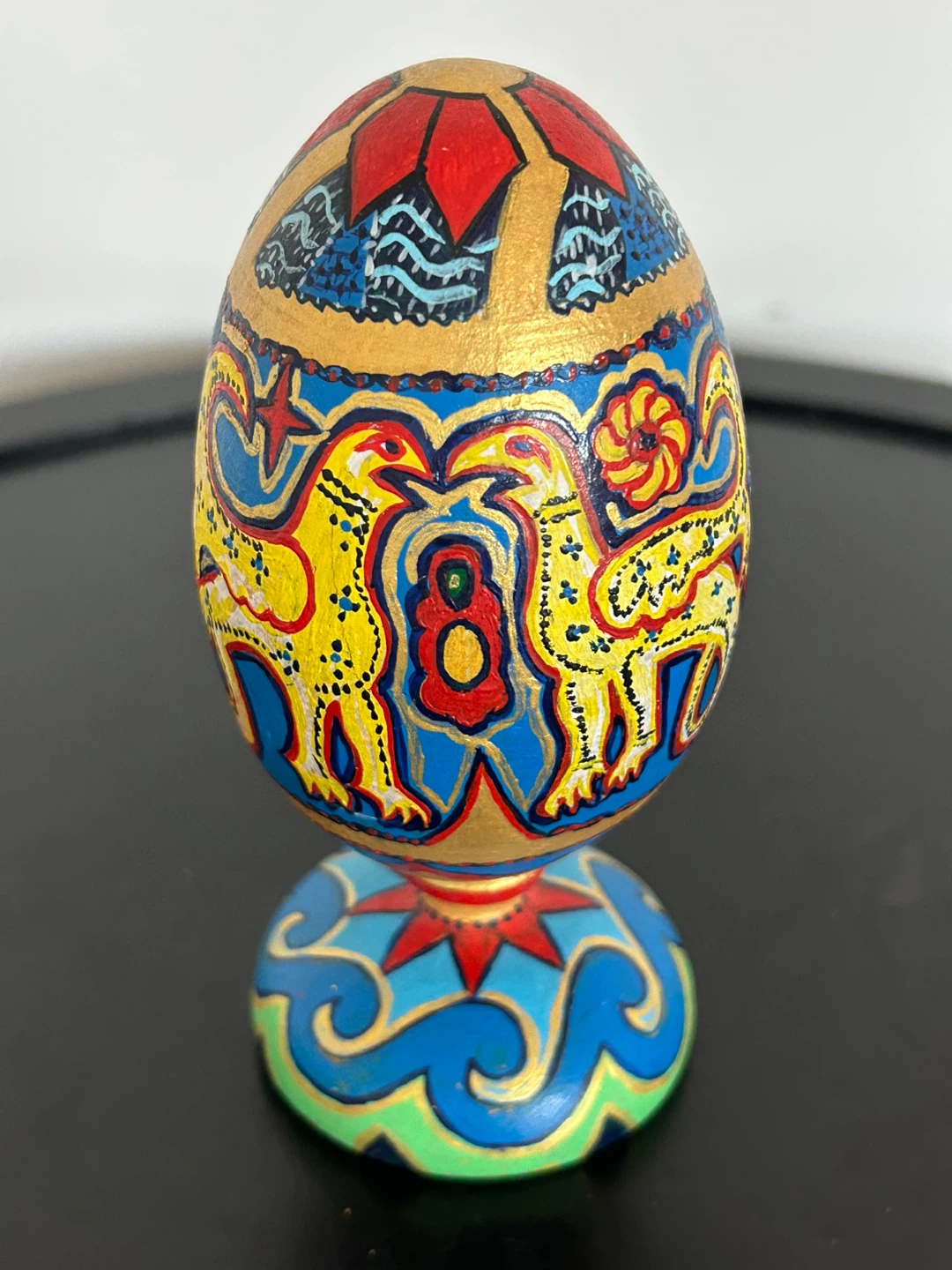 Hand-Painted Wooden Folk Art Egg  Ukrainian Petrykivka Style - photo 3