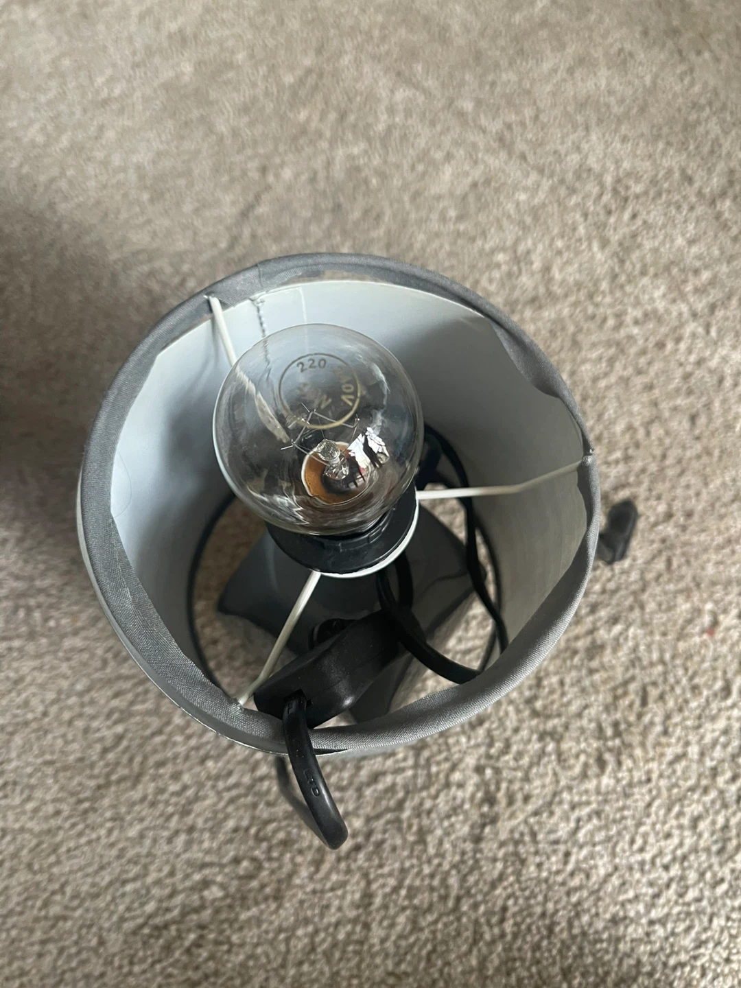 Gray Fabric Table Lamp with Edison Bulb