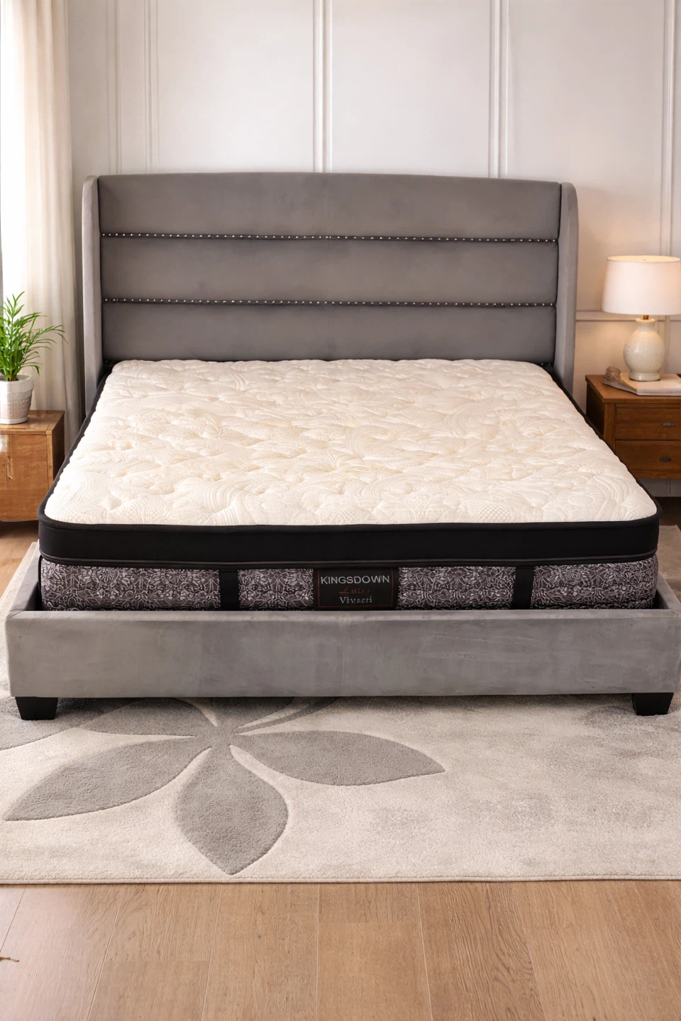 MODERN KING SIZE BED FRAME + MATTRESS – GREAT CONDITION
