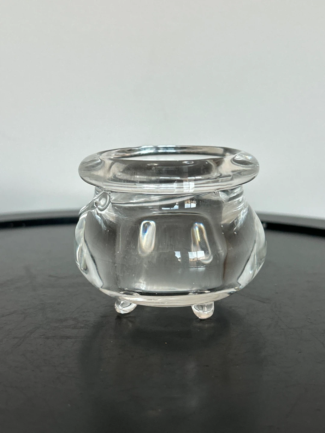 Vintage Clear Glass Witch’s Cauldron Votive Holder / Salt Cellar - photo 5