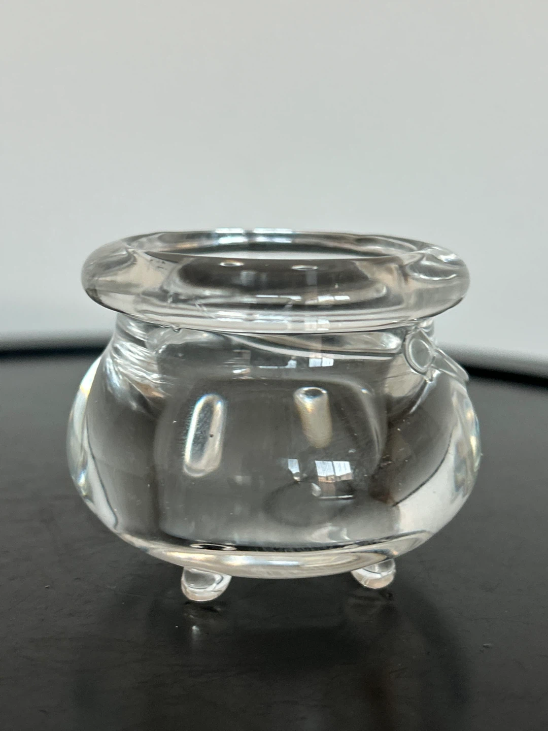 Vintage Clear Glass Witch’s Cauldron Votive Holder / Salt Cellar - photo 3