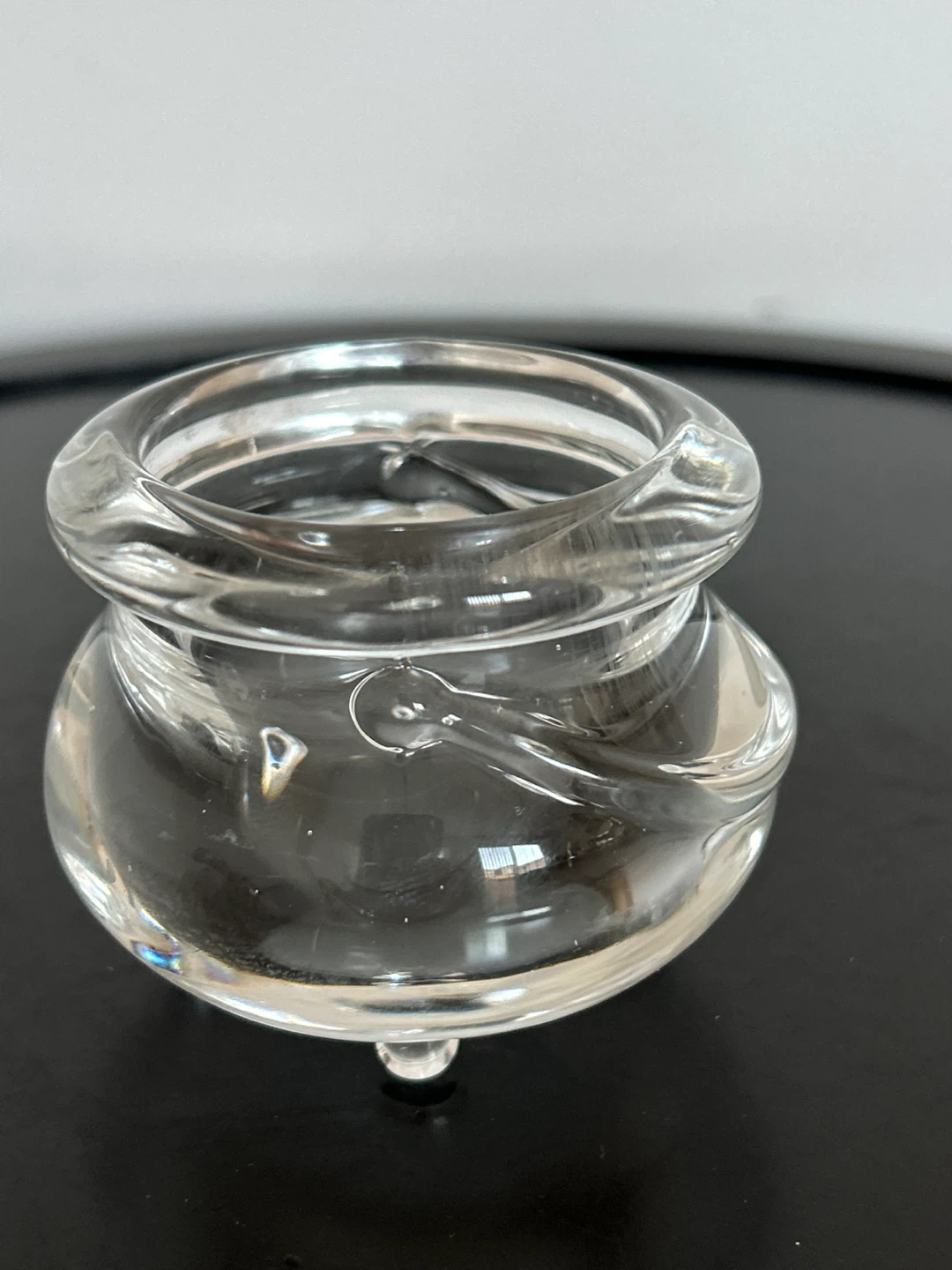 Vintage Clear Glass Witch’s Cauldron Votive Holder / Salt Cellar - photo 4