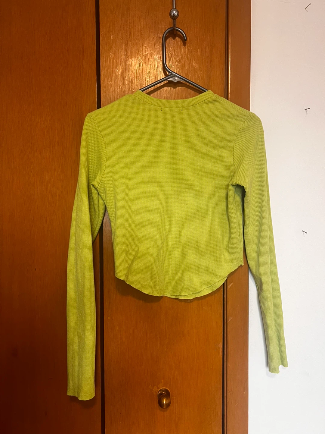 Lime Green Long Sleeve Cropped Top - photo 2