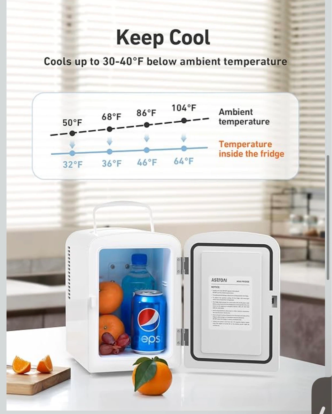 ASTROAI Mini Fridge 4L White - photo 3