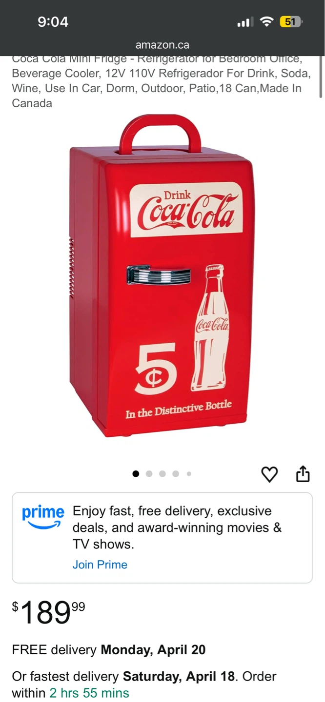 Coca-Cola Retro Mini Fridge Thermoelectric Cooler - photo 5