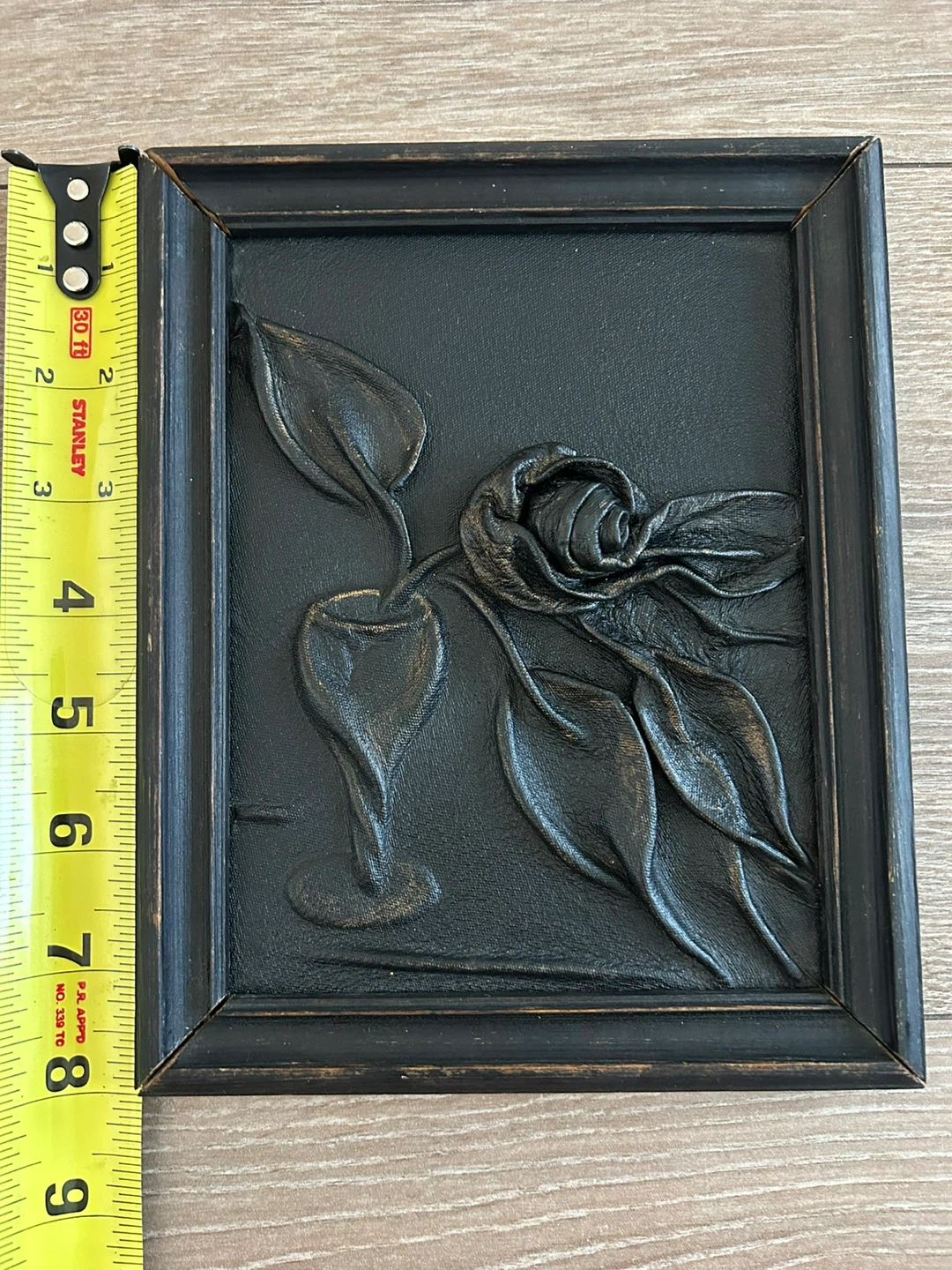 Vintage 3D Tooled Leather Rose Wall Art - photo 2