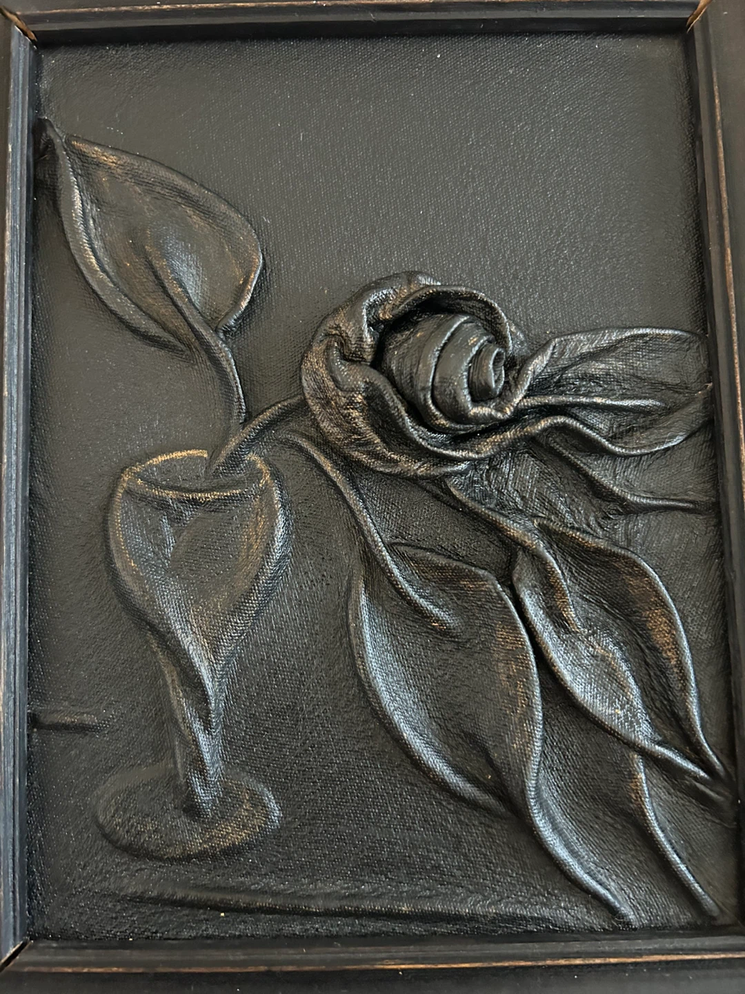 Vintage 3D Tooled Leather Rose Wall Art - photo 5