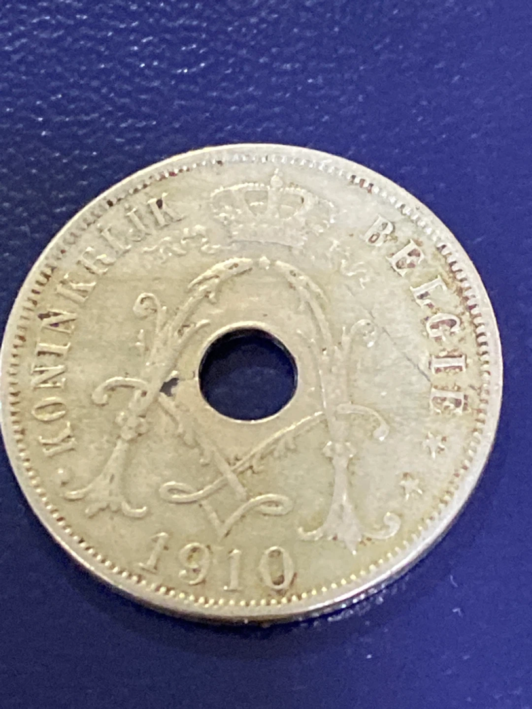 1910 Belgium 25 Cent Coin