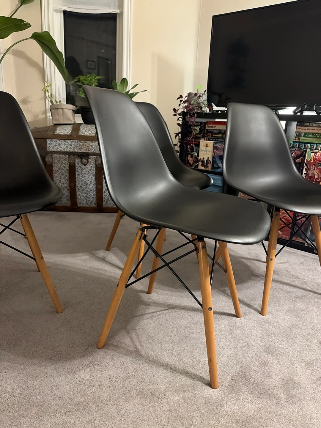 Set of 4 Black Eames Style Dining Chairs - photo 2