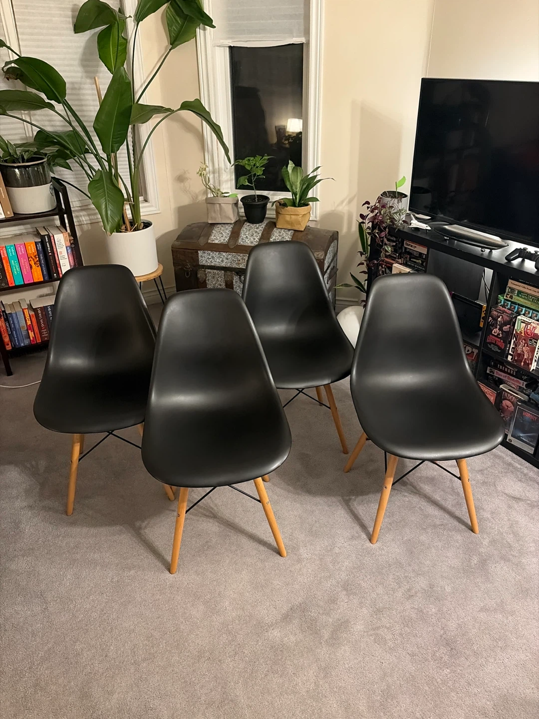 Set of 4 Black Eames Style Dining Chairs