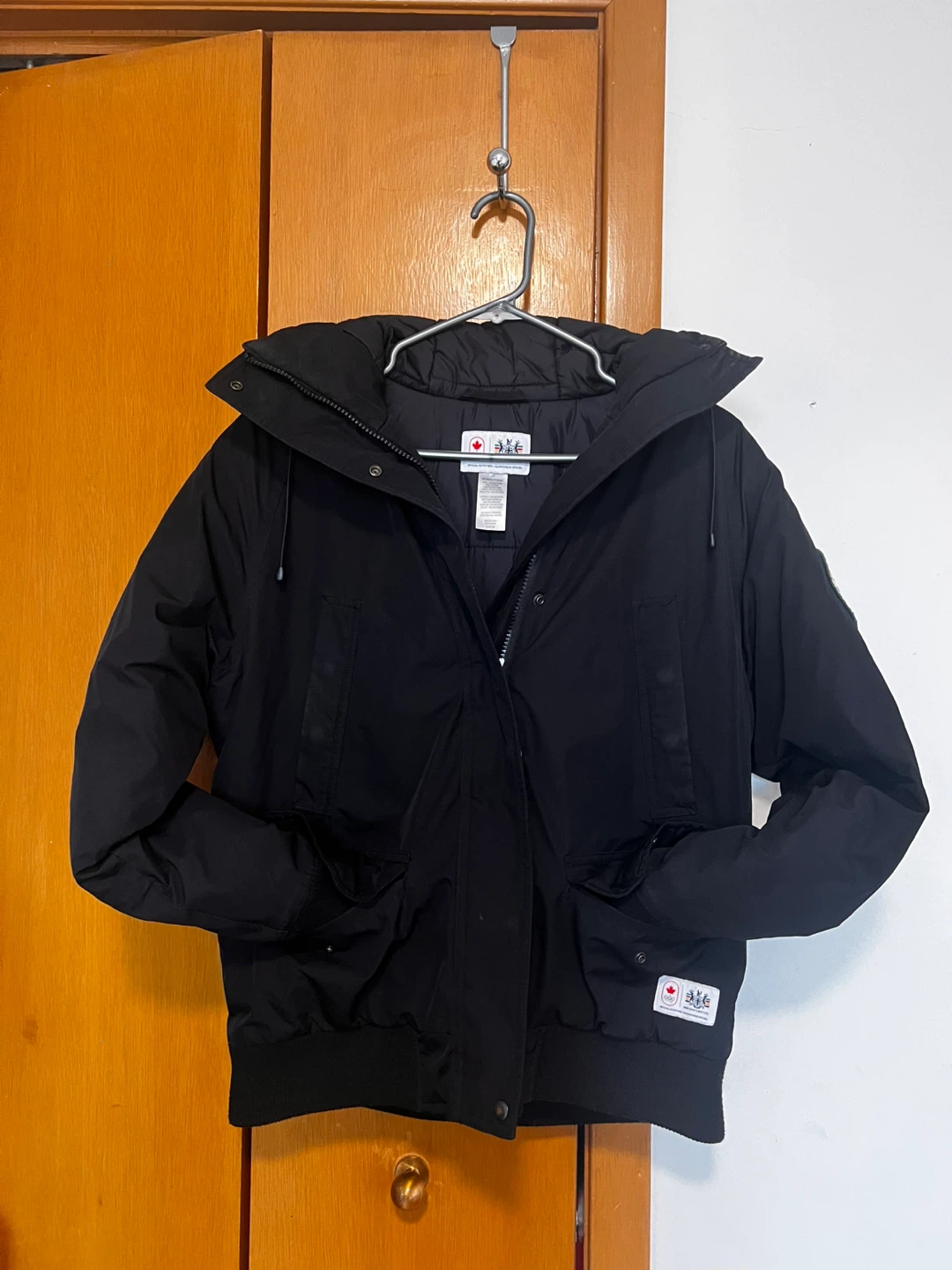 Black Hooded Bomber Jacket