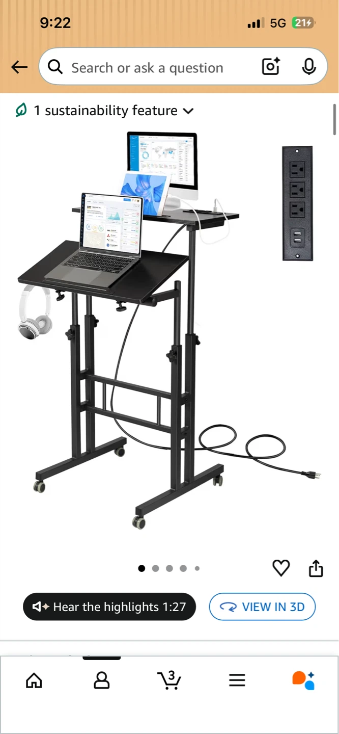 (TODAY!!)Standing Laptop Desk with Charging Station