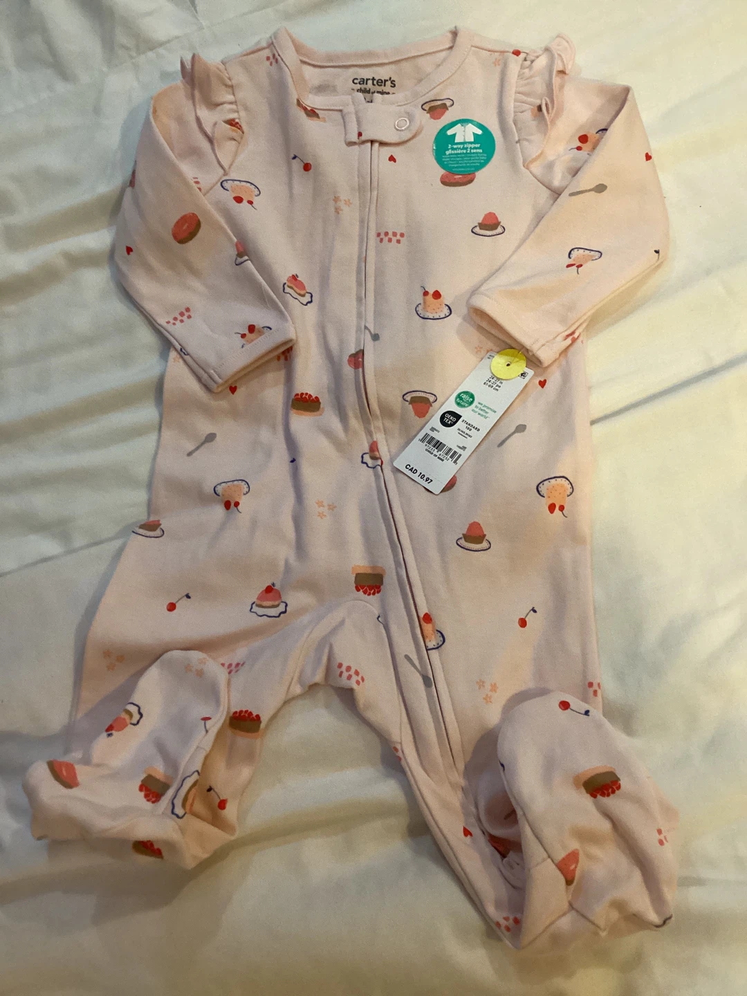 Carter's Baby Girl Pink Cupcake Footed Pajamas