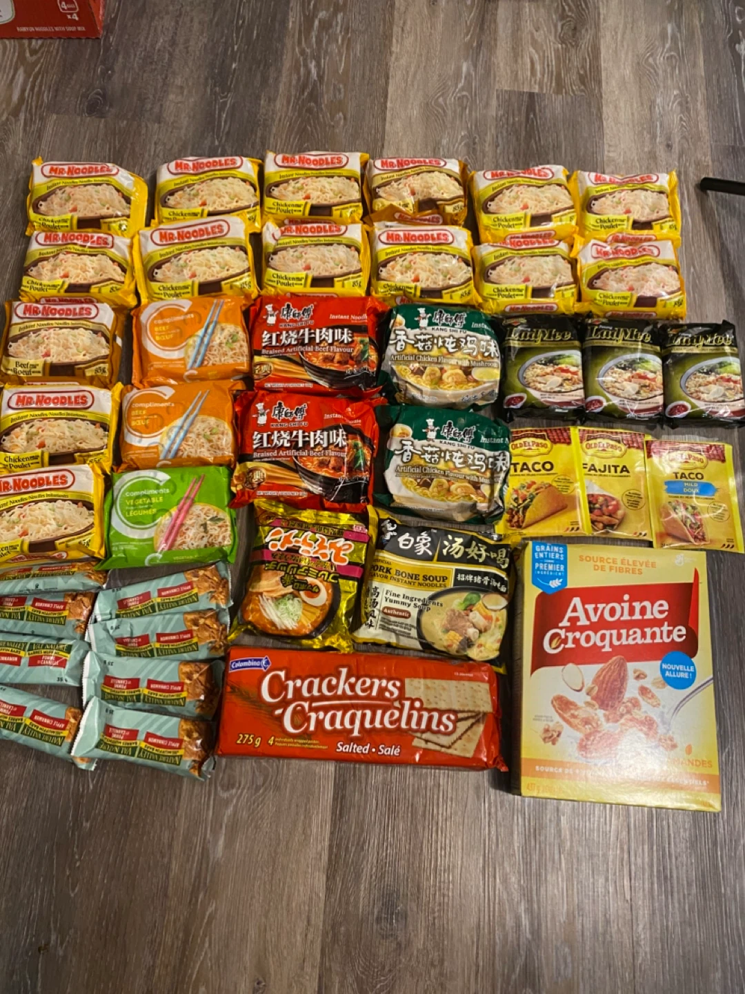 Assorted Noodles and Snacks