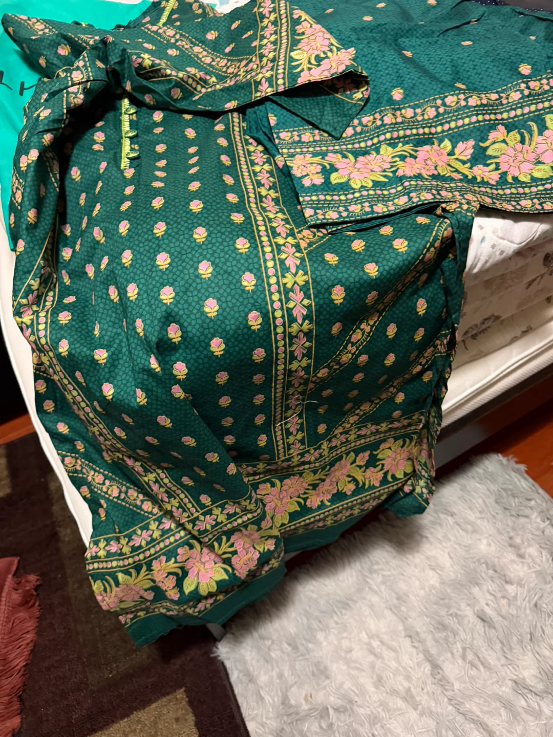 Limelight Daily Wear Top and Pants Set - Green Floral - Size L - photo 2