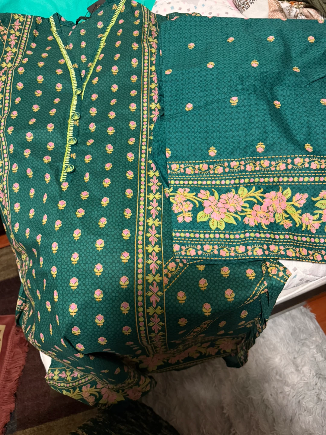 Limelight Daily Wear Top and Pants Set - Green Floral - Size L - photo 5