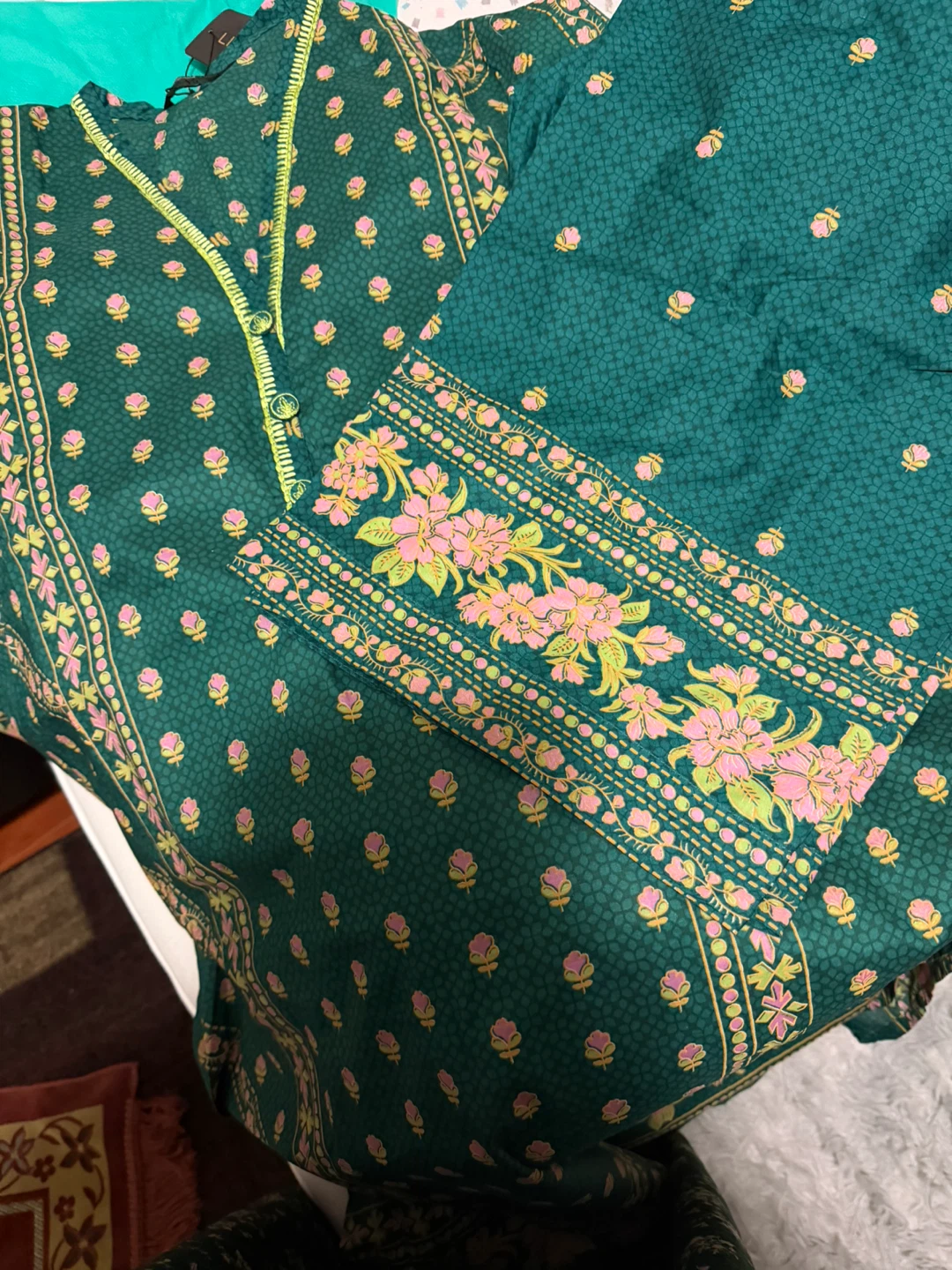 Limelight Daily Wear Top and Pants Set - Green Floral - Size L - photo 4