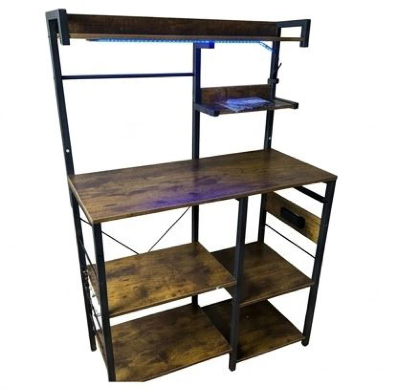 Rustic Wood and Metal Kitchen Baker's Rack with Shelves - photo 5