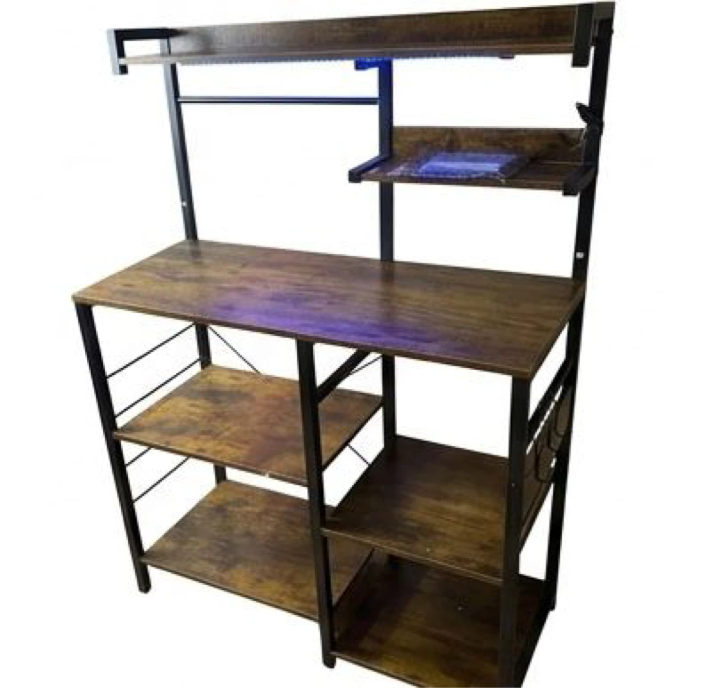 Rustic Wood and Metal Kitchen Baker's Rack with Shelves - photo 3