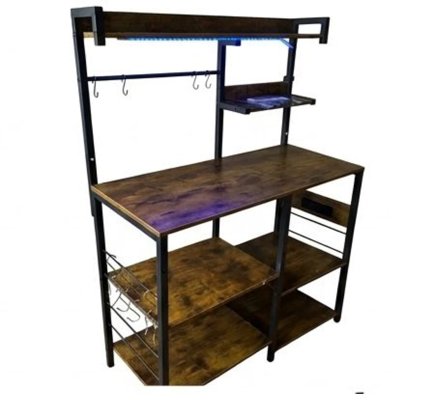 Rustic Wood and Metal Kitchen Baker's Rack with Shelves - photo 2