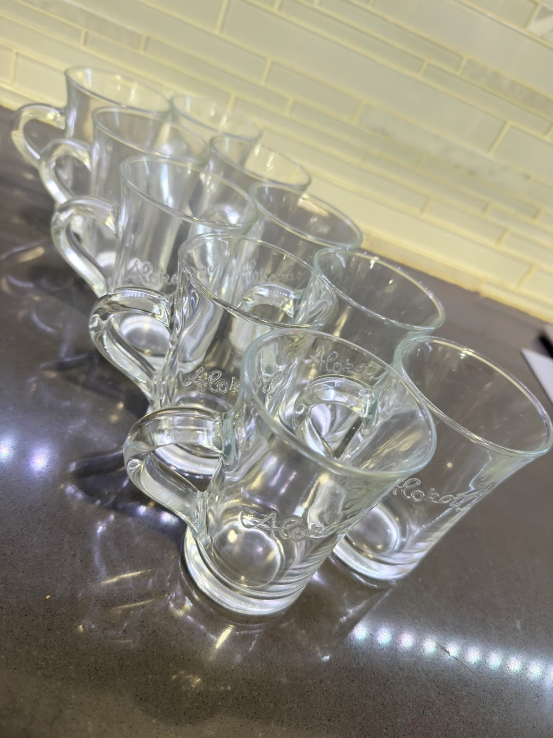 Set of 10 Clear Glass Tea/ Coffee Mugs