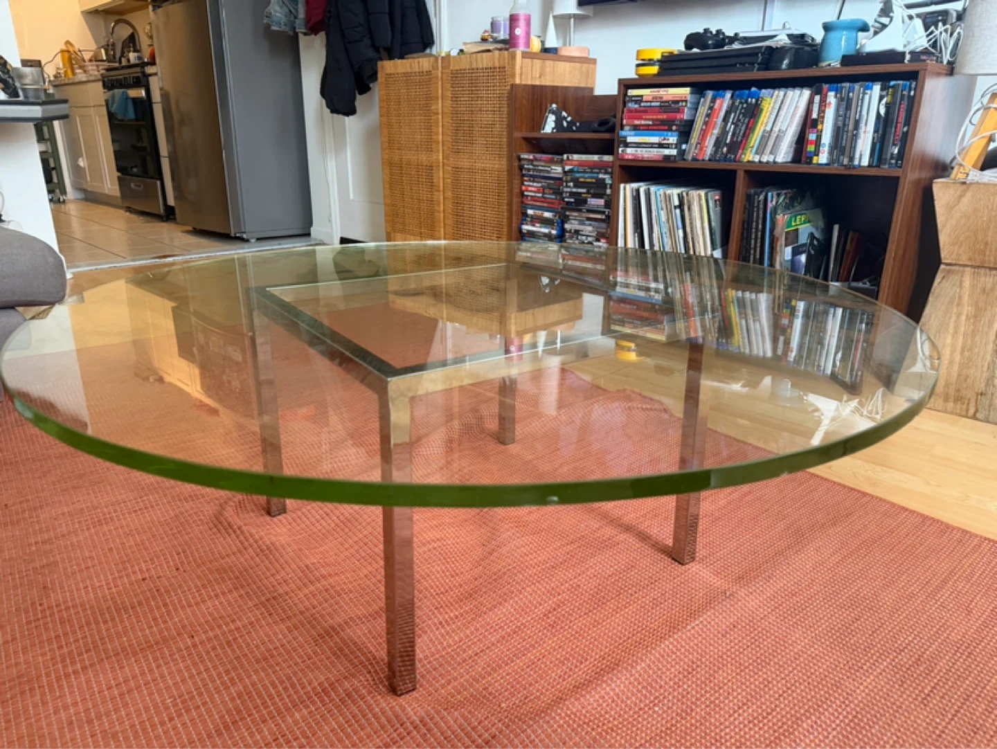 Round glass coffee table