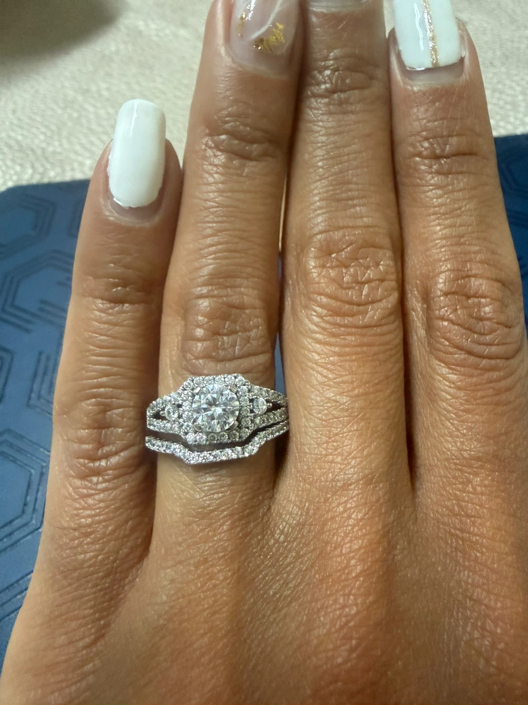 Silver plated  Engagement Ring Wedding Band Set