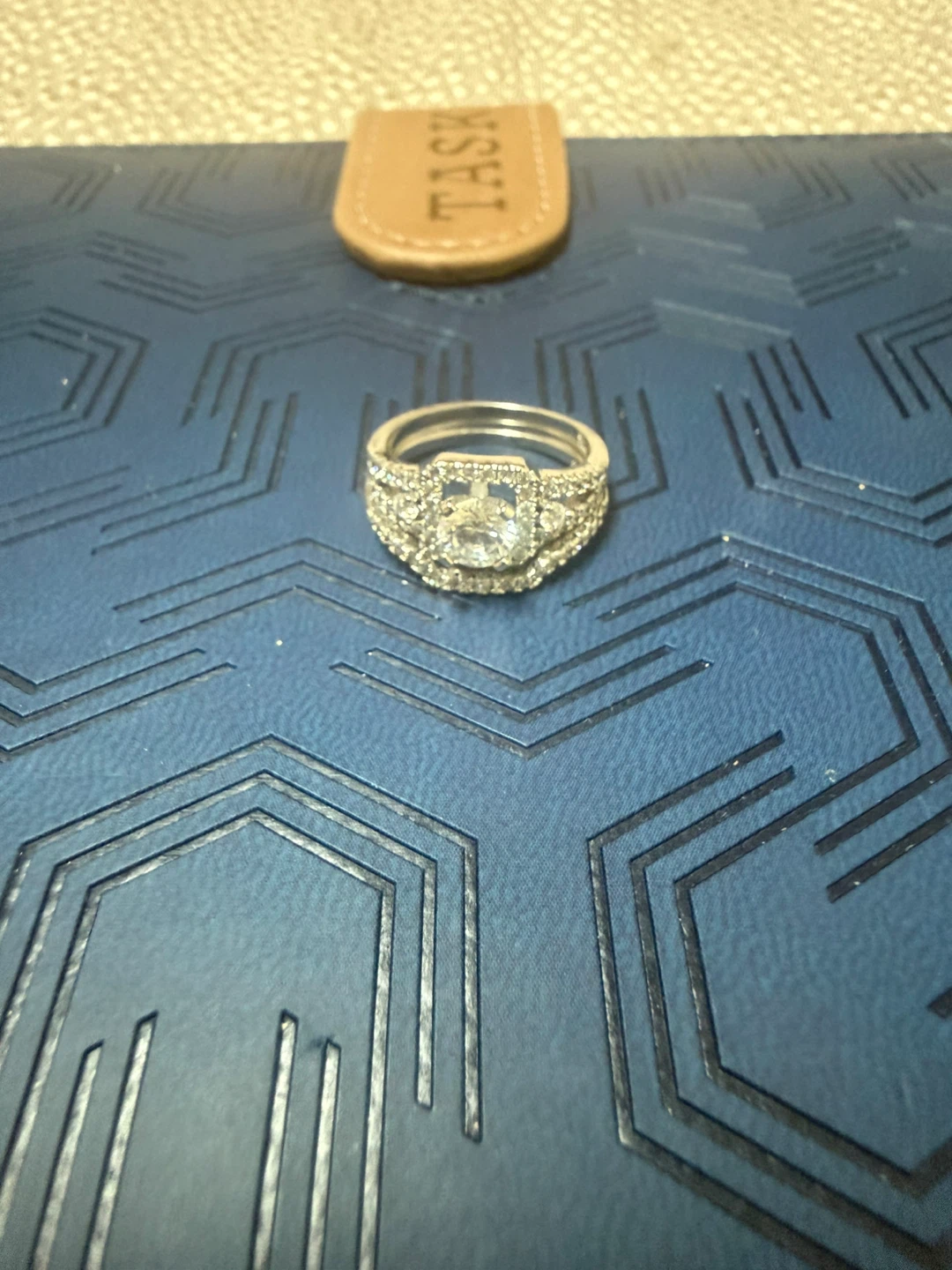Silver plated  Engagement Ring Wedding Band Set - photo 3