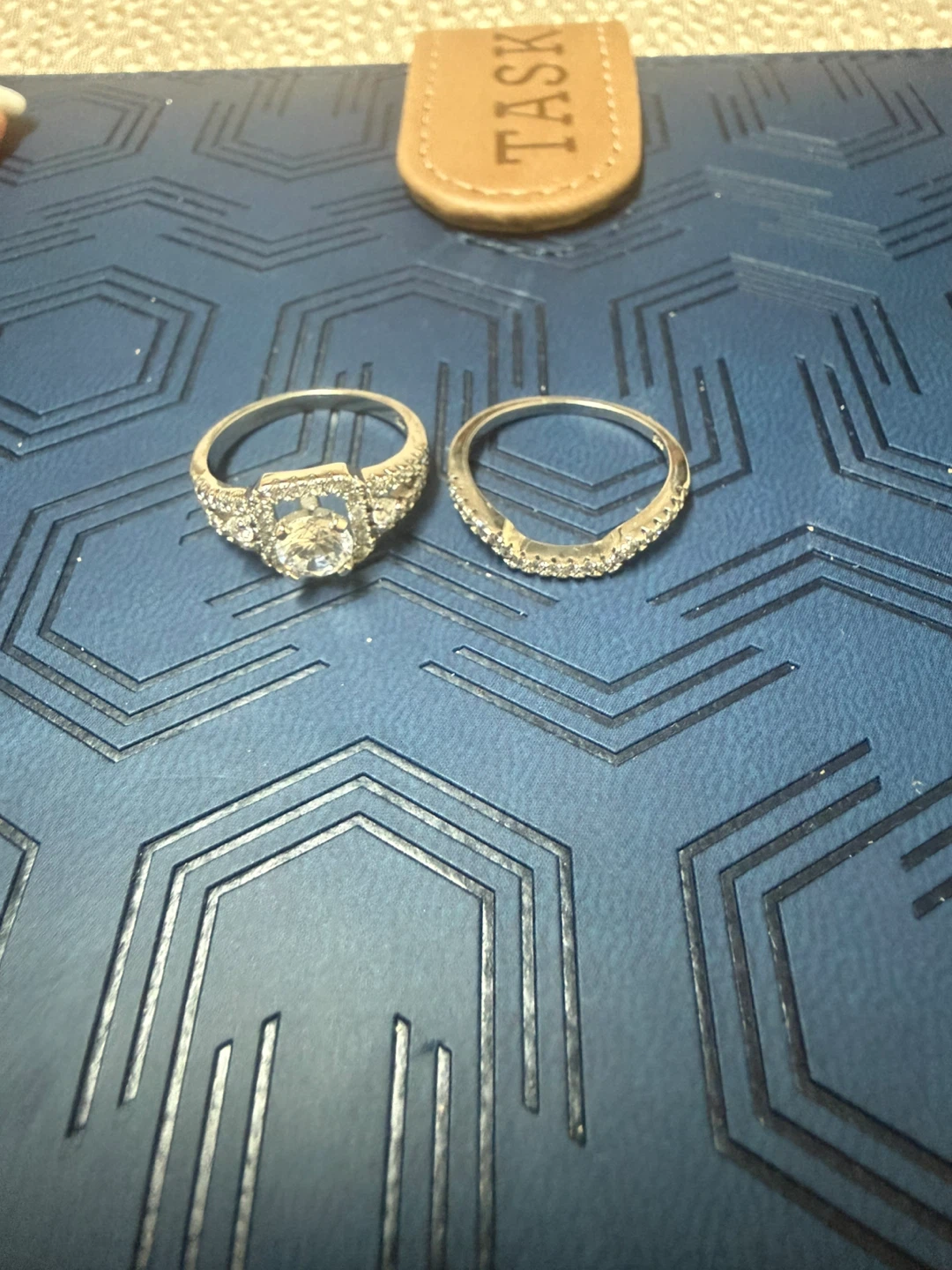 Silver plated  Engagement Ring Wedding Band Set - photo 2