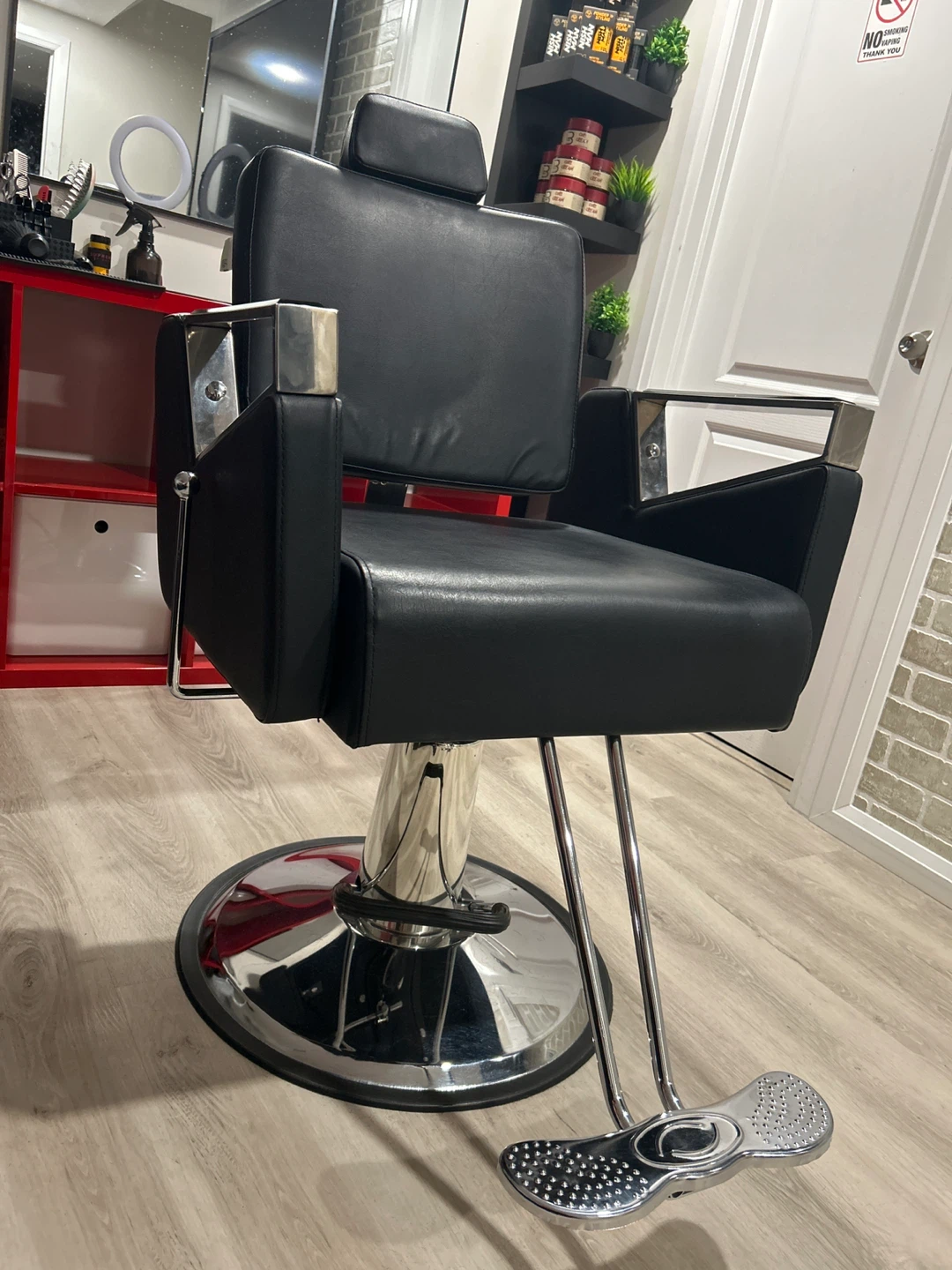 Black Barber Chair with Headrest