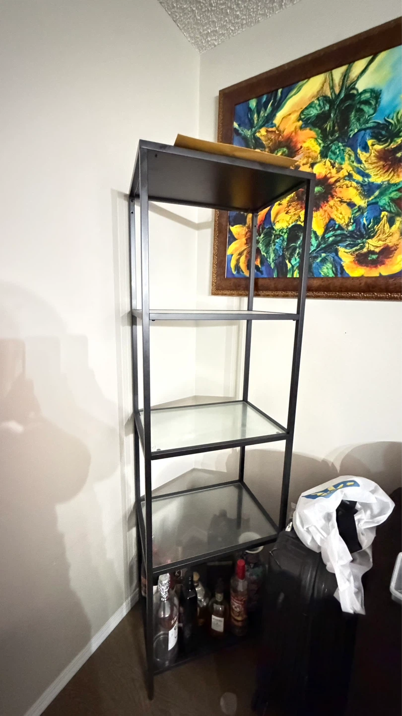 2 pcs for 100Shelf Unit Black-Brown/Glass 51x175 cm - photo 2