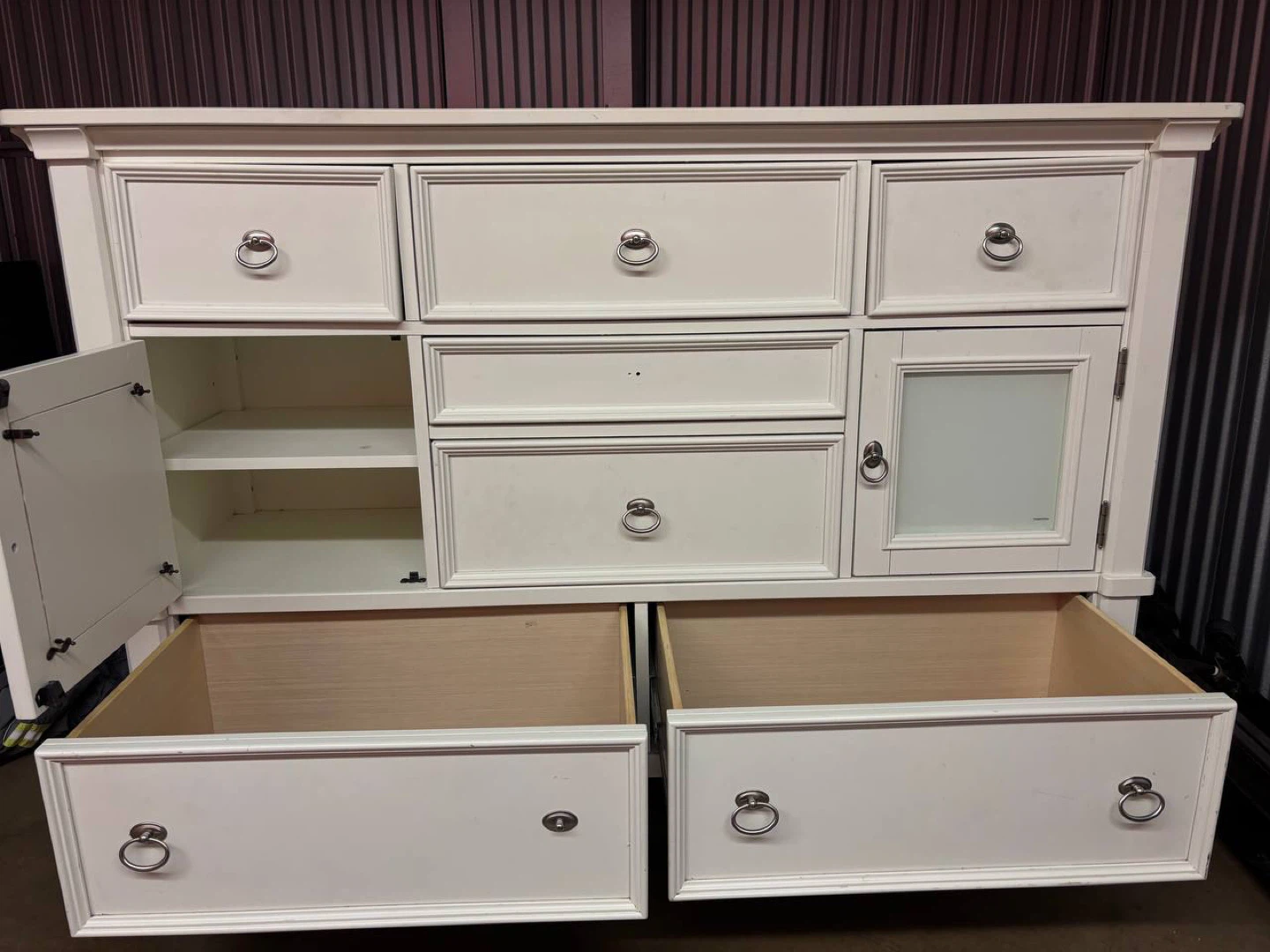 White Dresser with Multiple Drawers and Cabinet Doors - photo 2