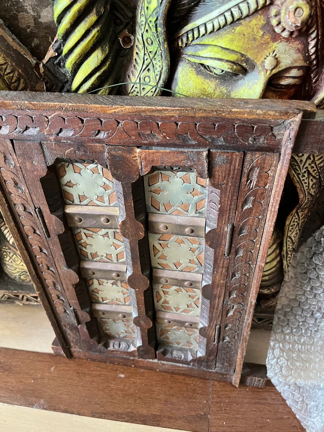 Vintage Wooden Cabinet with Decorative Metal Inlay - photo 2