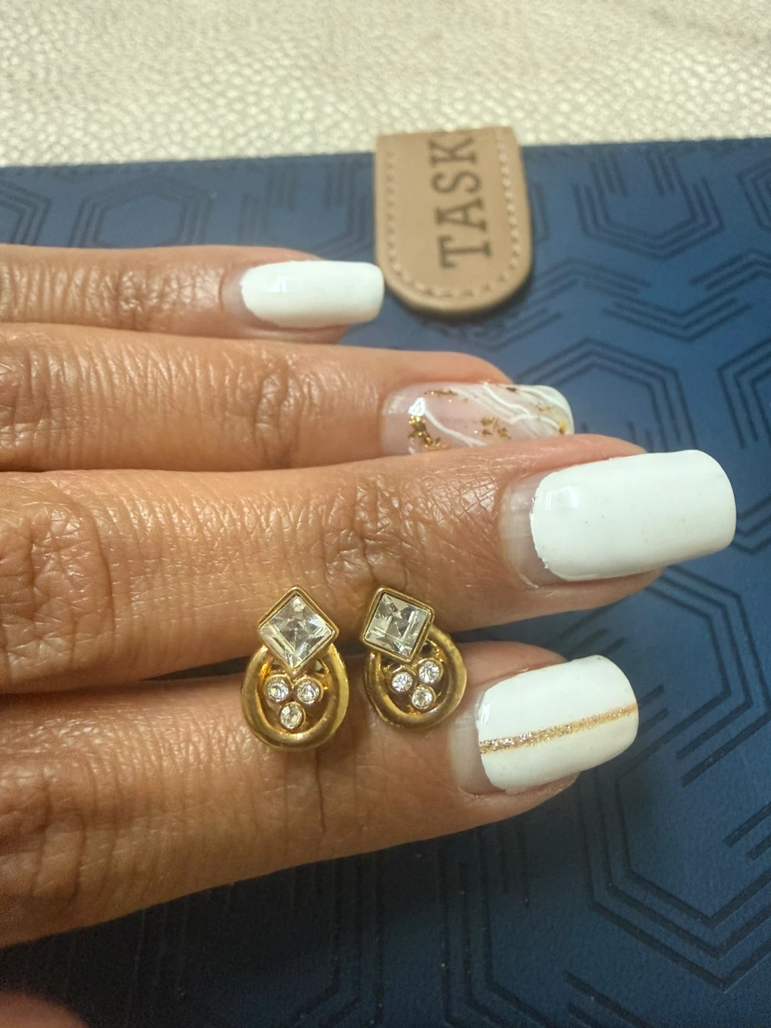 Silver and Gold tone Earrings with Rhinestones