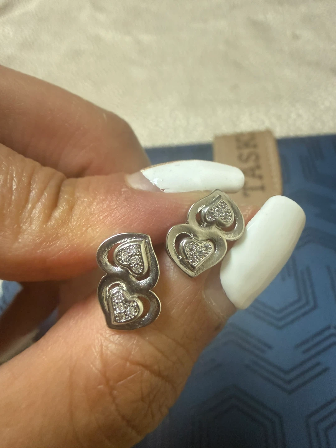 Silver and Gold tone Earrings with Rhinestones - photo 4