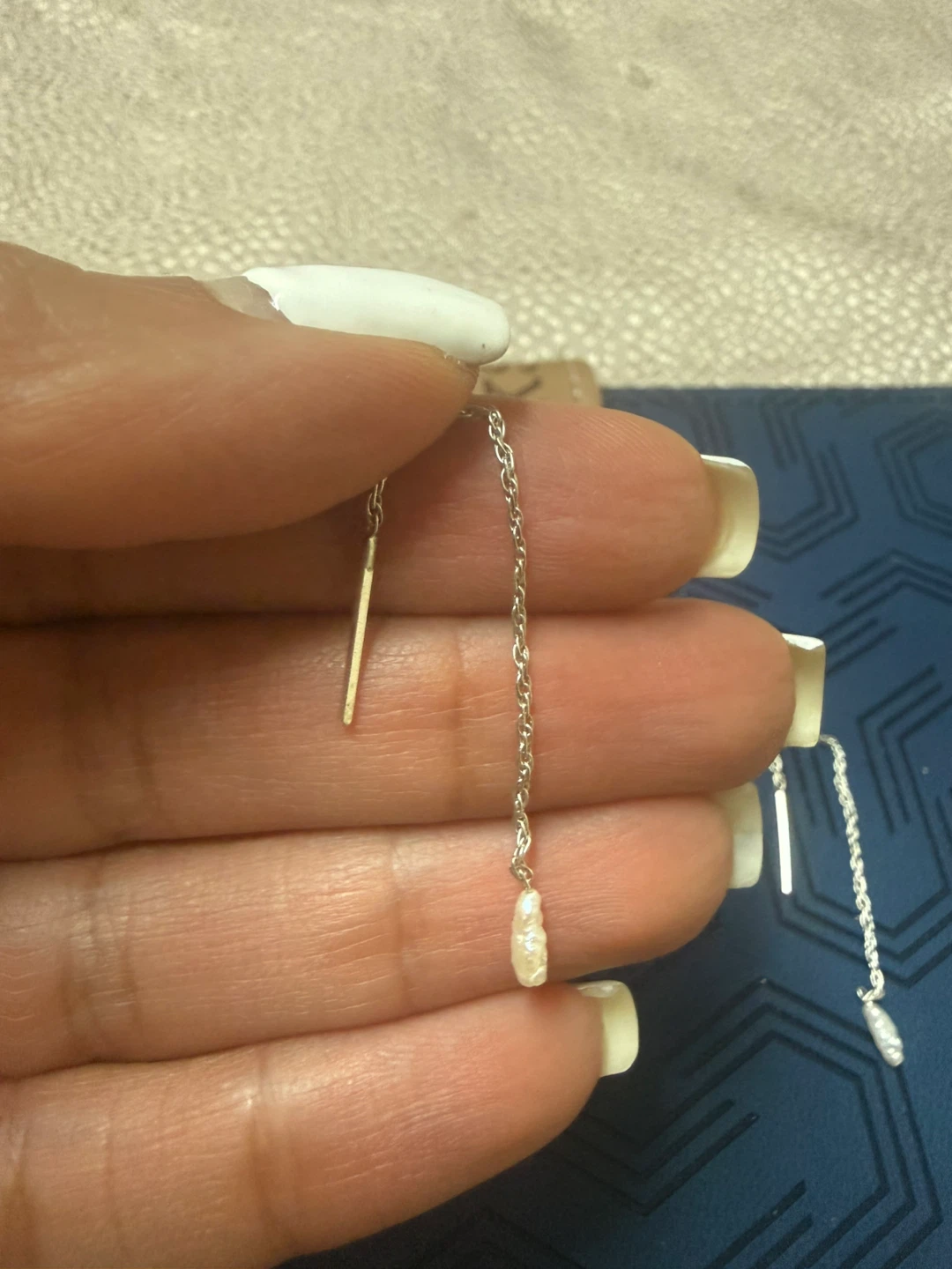 Sterling Italian Silver Pearl Threader Earrings - photo 2