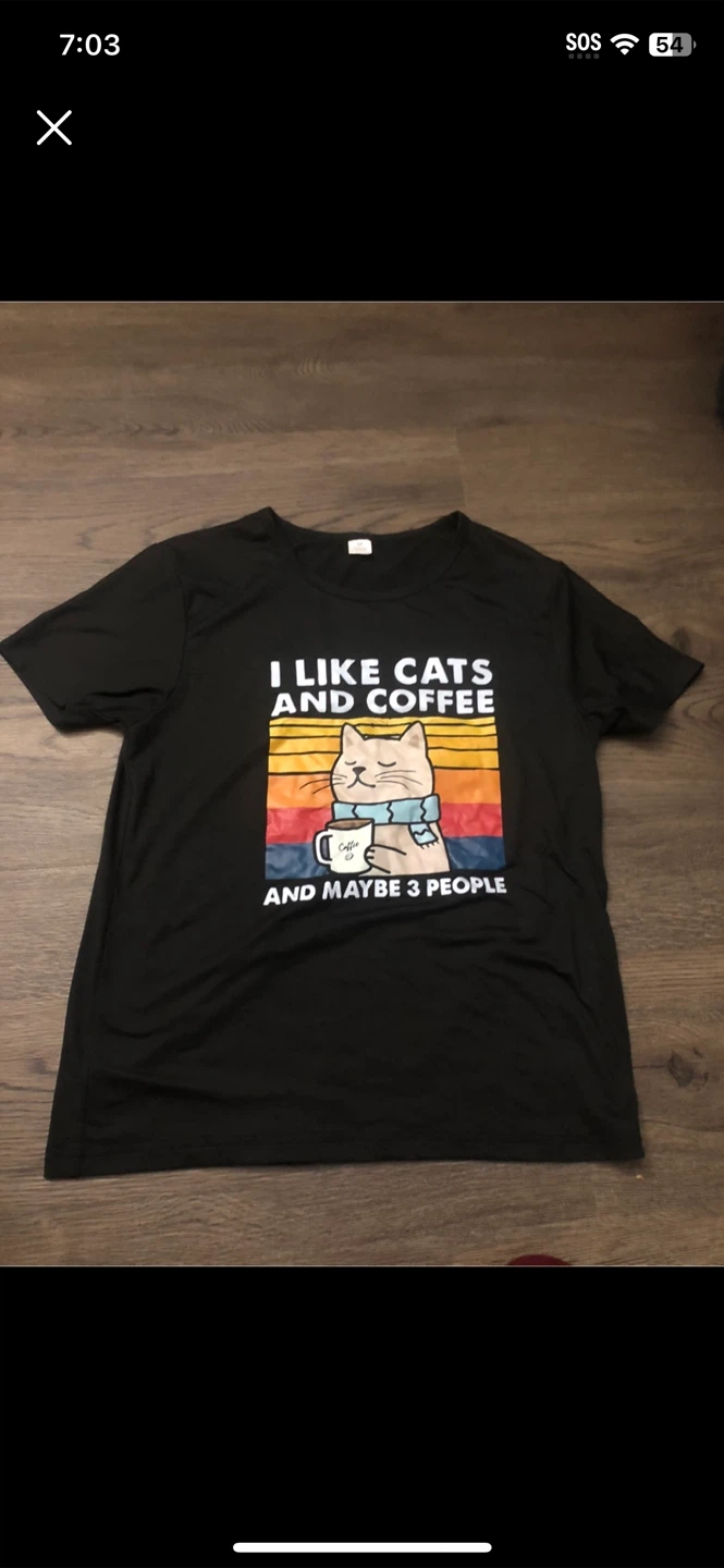 Black T-Shirt - I Like Cats and Coffee
