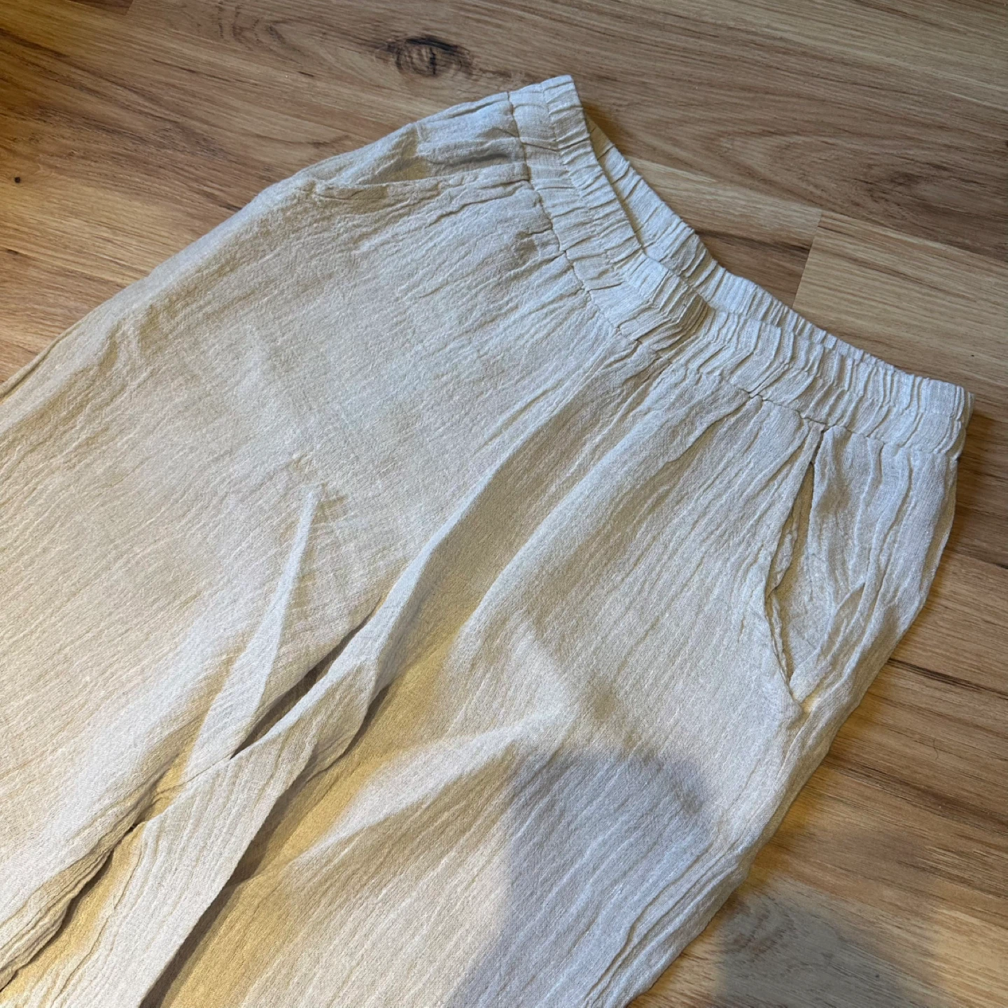 LUUKAA Women's Beige Linen Blend Wide Leg Pants Size 8 - photo 2