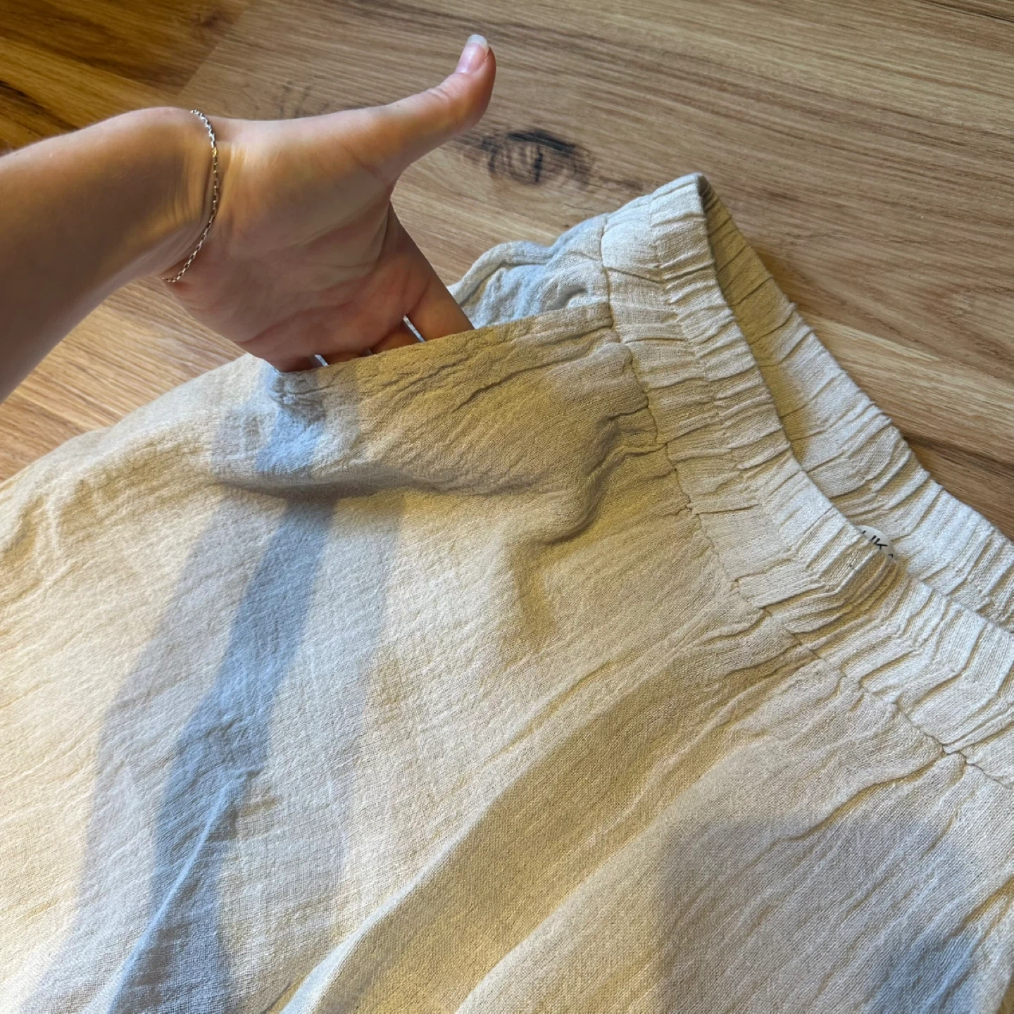 LUUKAA Women's Beige Linen Blend Wide Leg Pants Size 8 - photo 5