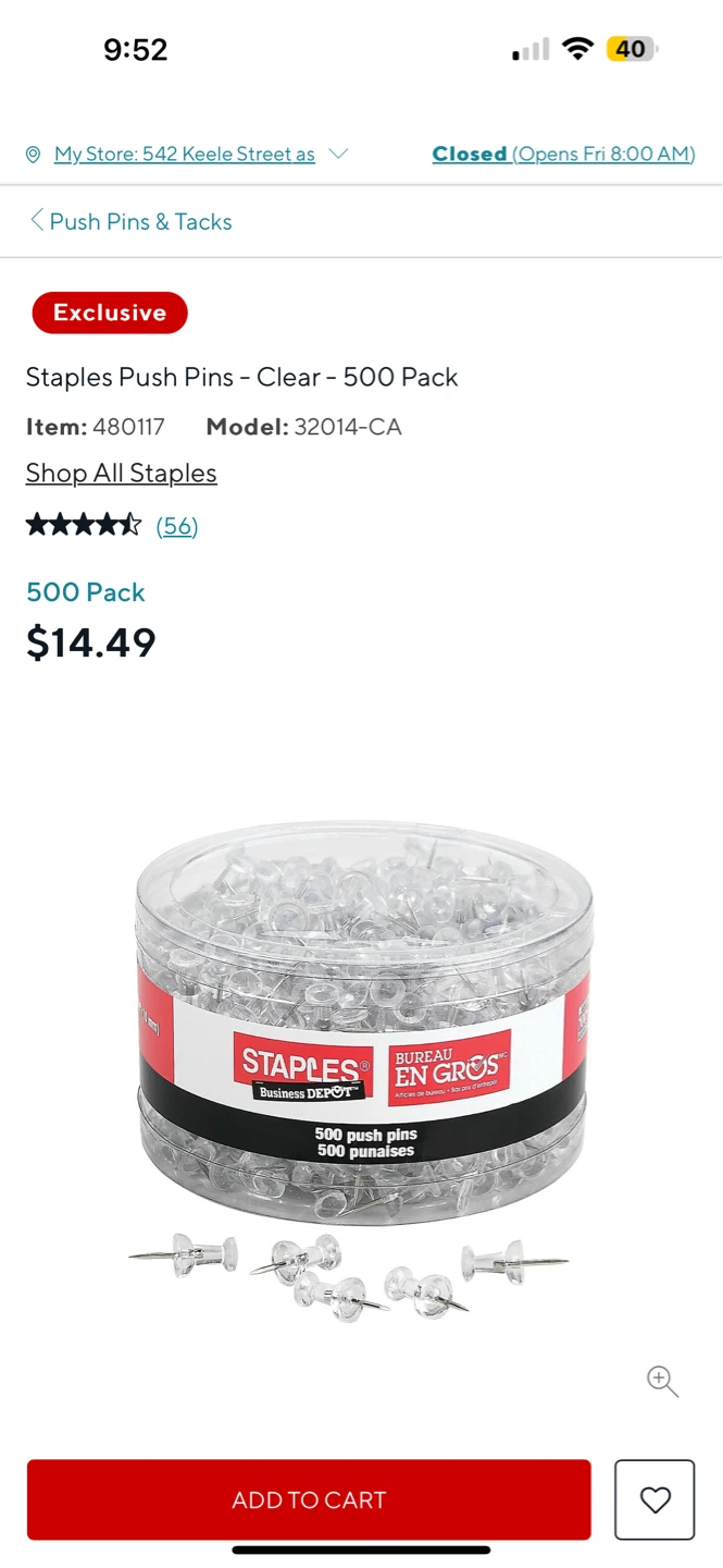 Staples Push Pins - Clear - 500 Pack - photo 2