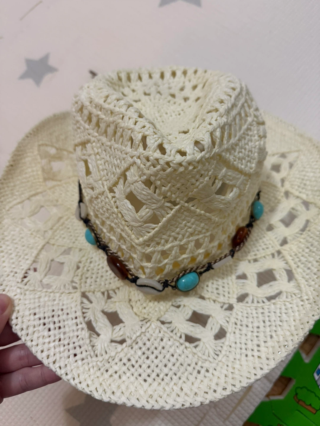 Woven Paper Sun Hat with Beads - photo 2
